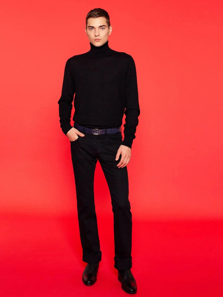 Men's Bootcut Stretch Denim Jean In Black - Nigel Curtiss