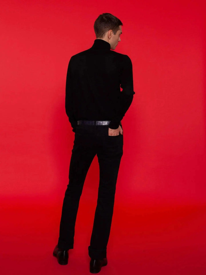 Men's Bootcut Stretch Denim Jean In Black - Nigel Curtiss