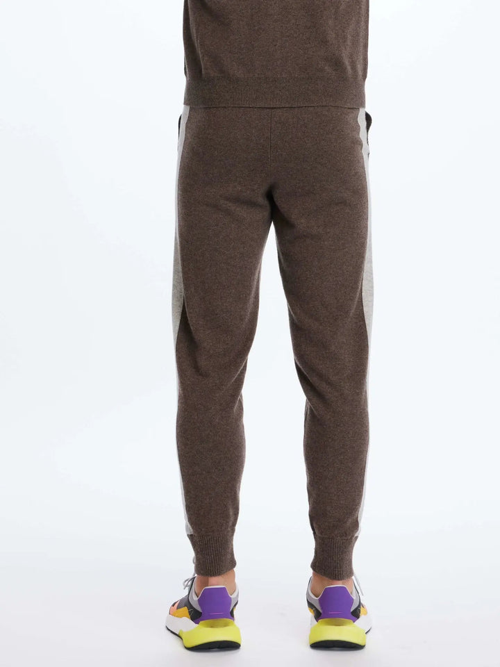 Men's Cashmere Sweatpant In Brown With Grey Stripe - Nigel Curtiss