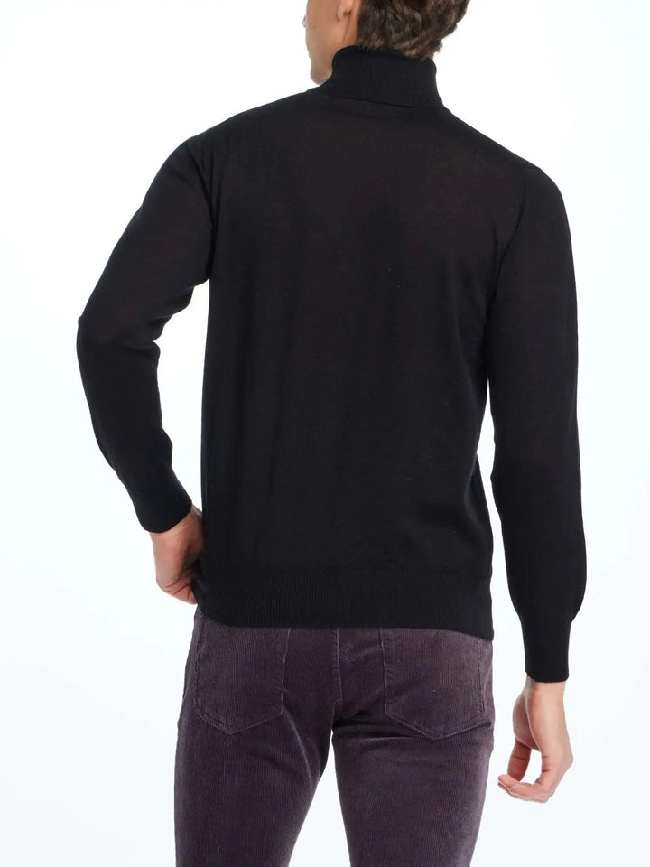 MEN'S CASHMERE TURTLENECK IN BLACK - Nigel Curtiss