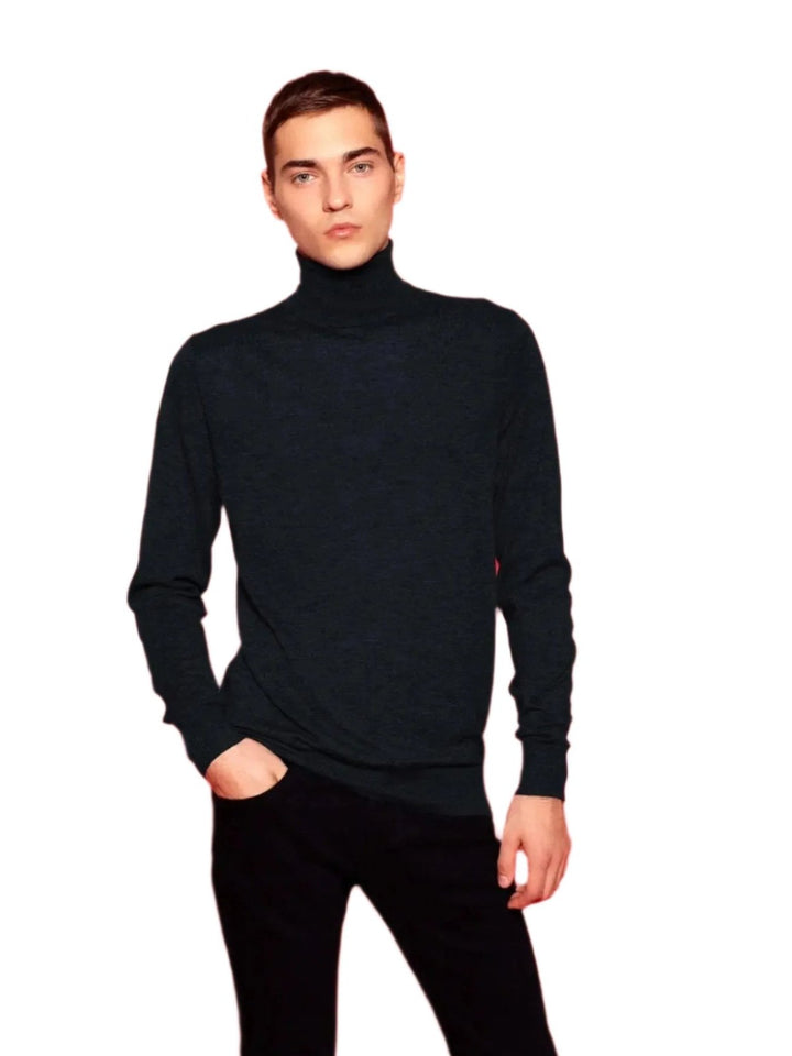MEN'S CASHMERE TURTLENECK IN BLACK - Nigel Curtiss