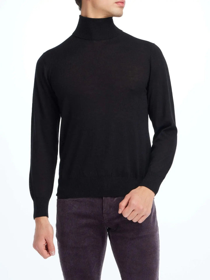 MEN'S CASHMERE TURTLENECK IN BLACK - Nigel Curtiss