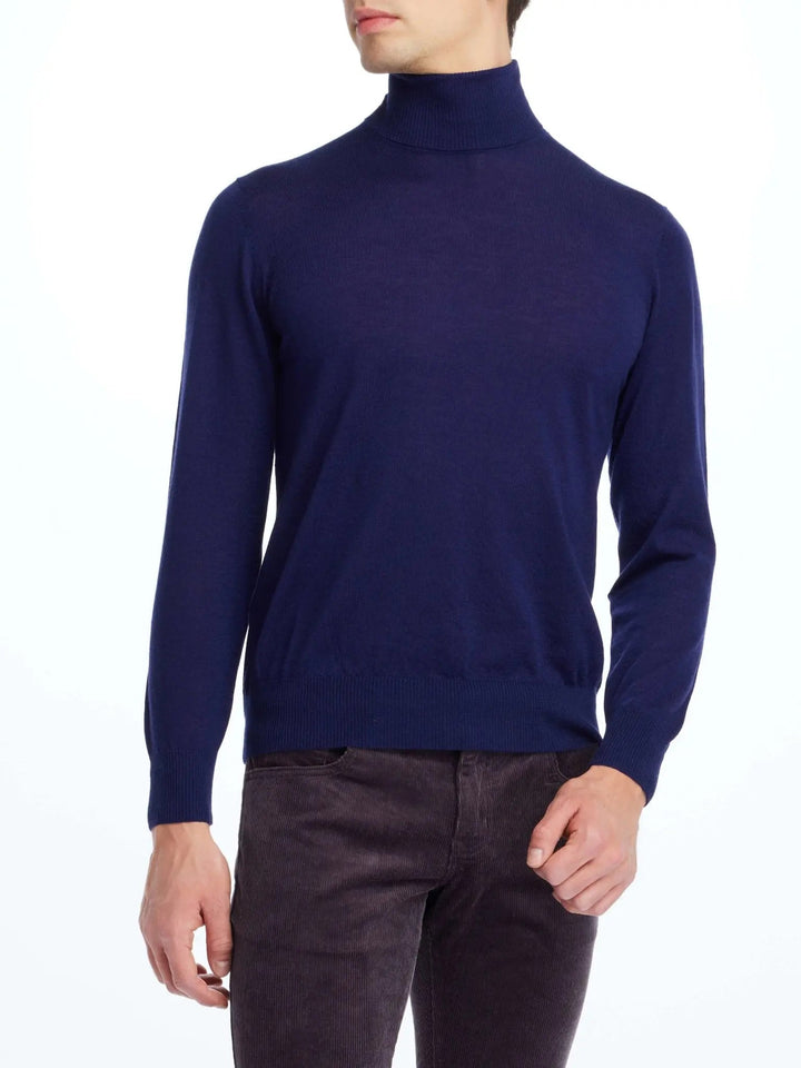MEN'S CASHMERE TURTLENECK IN BLUE - Nigel Curtiss