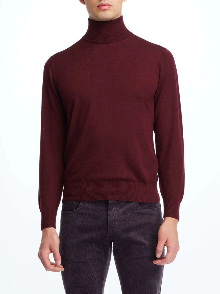MEN'S CASHMERE TURTLENECK IN BURGUNDY - Nigel Curtiss