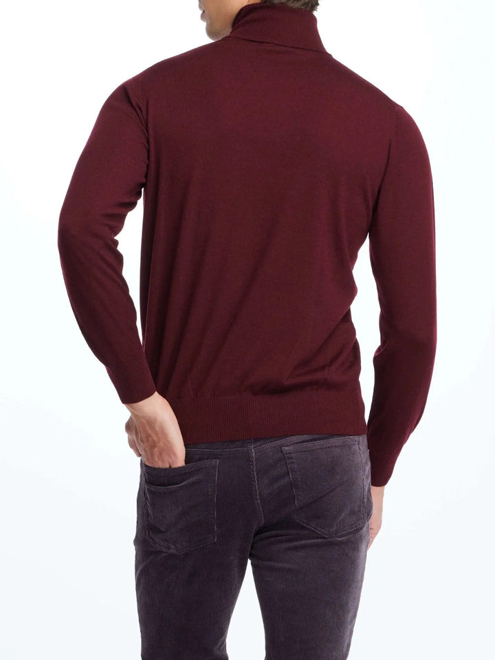 MEN'S CASHMERE TURTLENECK IN BURGUNDY - Nigel Curtiss