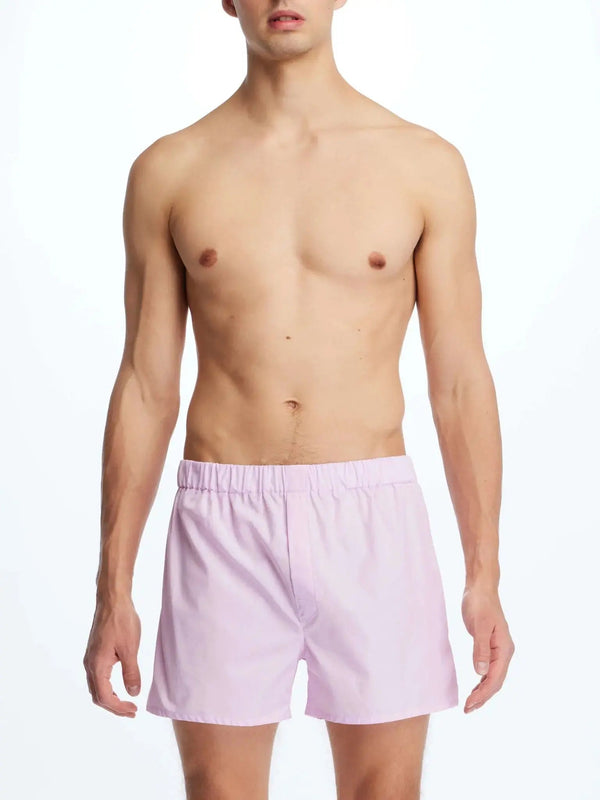 Men's Cotton Boxer In Pink Poplin - Nigel Curtiss