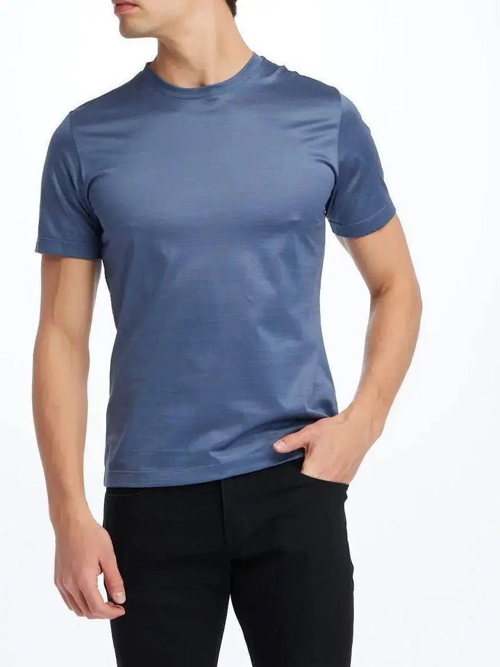 Men's Cotton Crew Neck T-Shirt In Air Force Blue - Nigel Curtiss