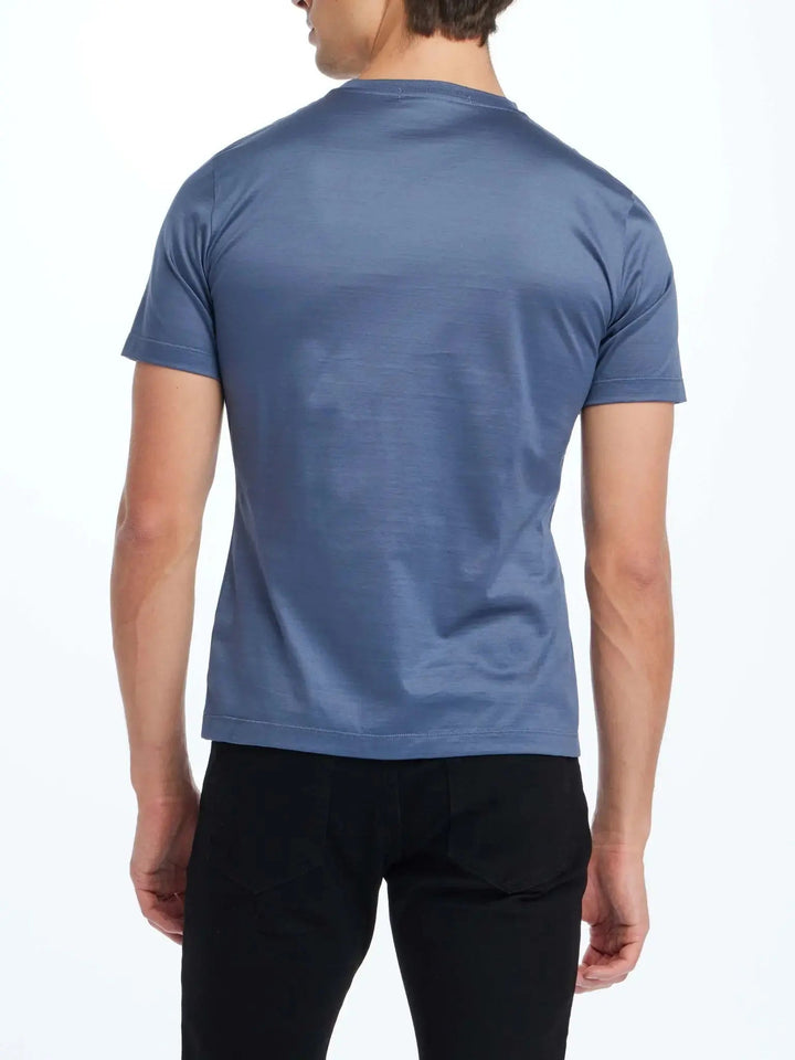 Men's Cotton Crew Neck T-Shirt In Air Force Blue - Nigel Curtiss