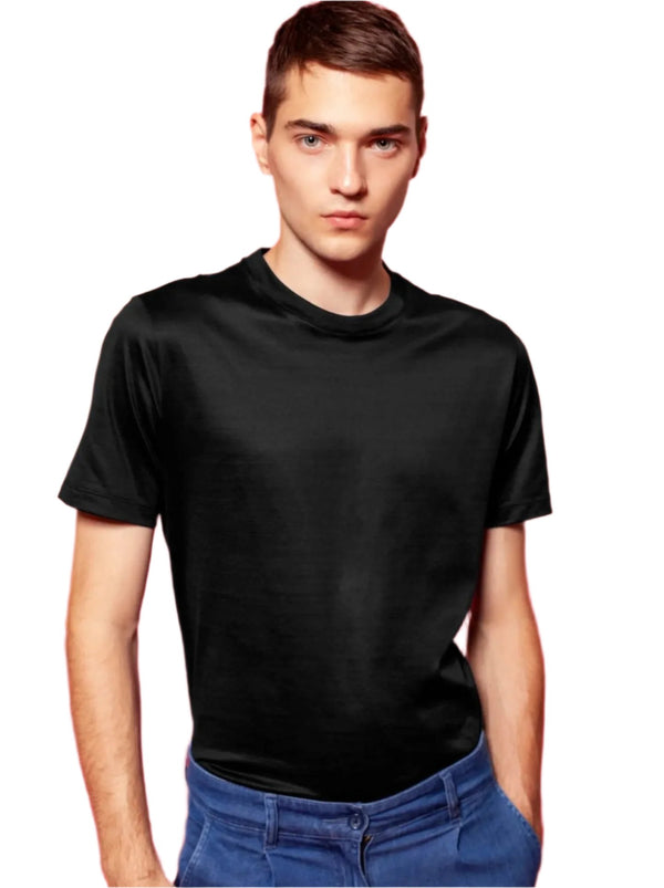 Men's Cotton Crew Neck T-Shirt In Black - Nigel Curtiss