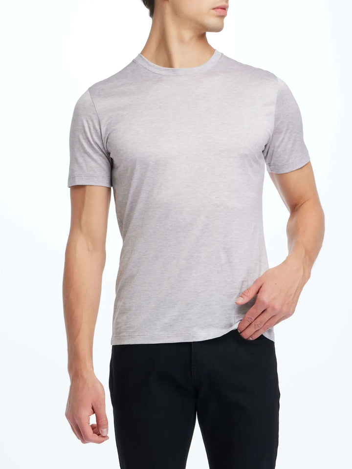 Men's Cotton Crew Neck T-Shirt In Light Grey - Nigel Curtiss