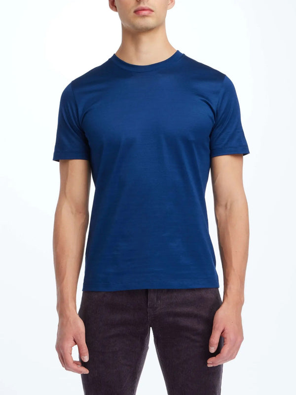 Men's Cotton Crew Neck T-Shirt In Navy - Nigel Curtiss