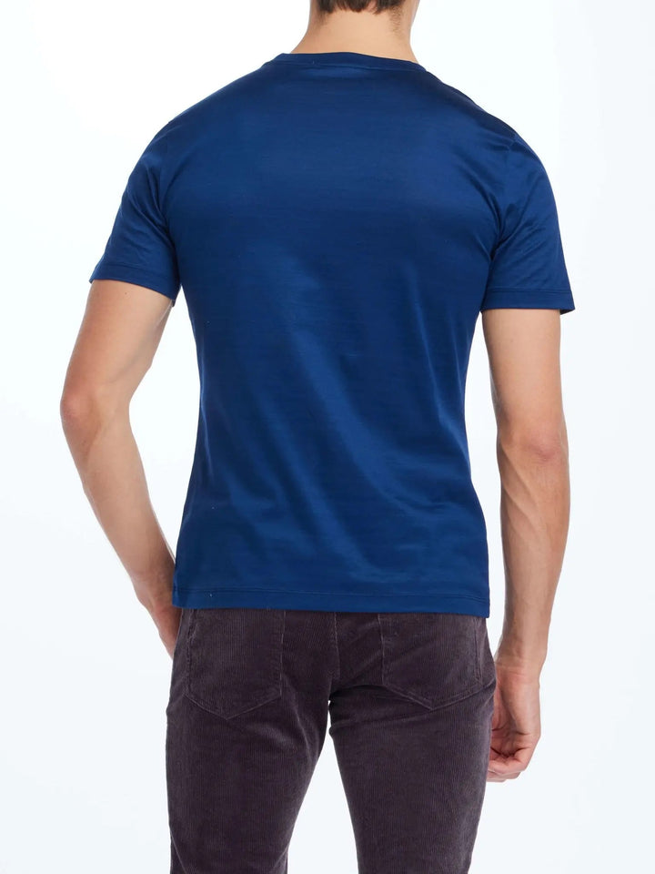Men's Cotton Crew Neck T-Shirt In Navy - Nigel Curtiss
