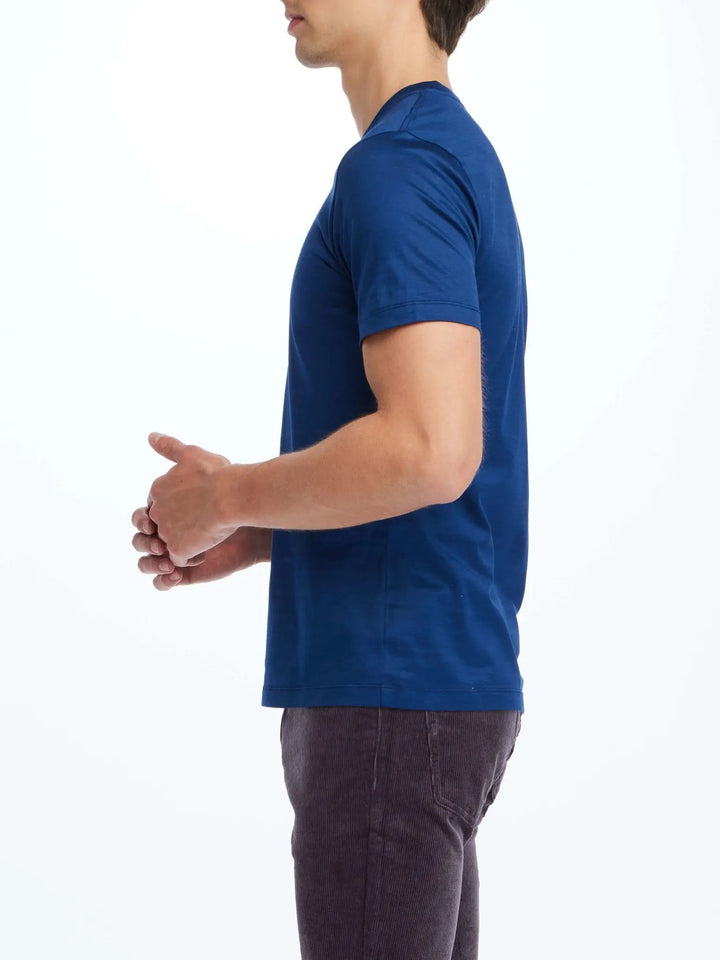 Men's Cotton Crew Neck T-Shirt In Navy - Nigel Curtiss