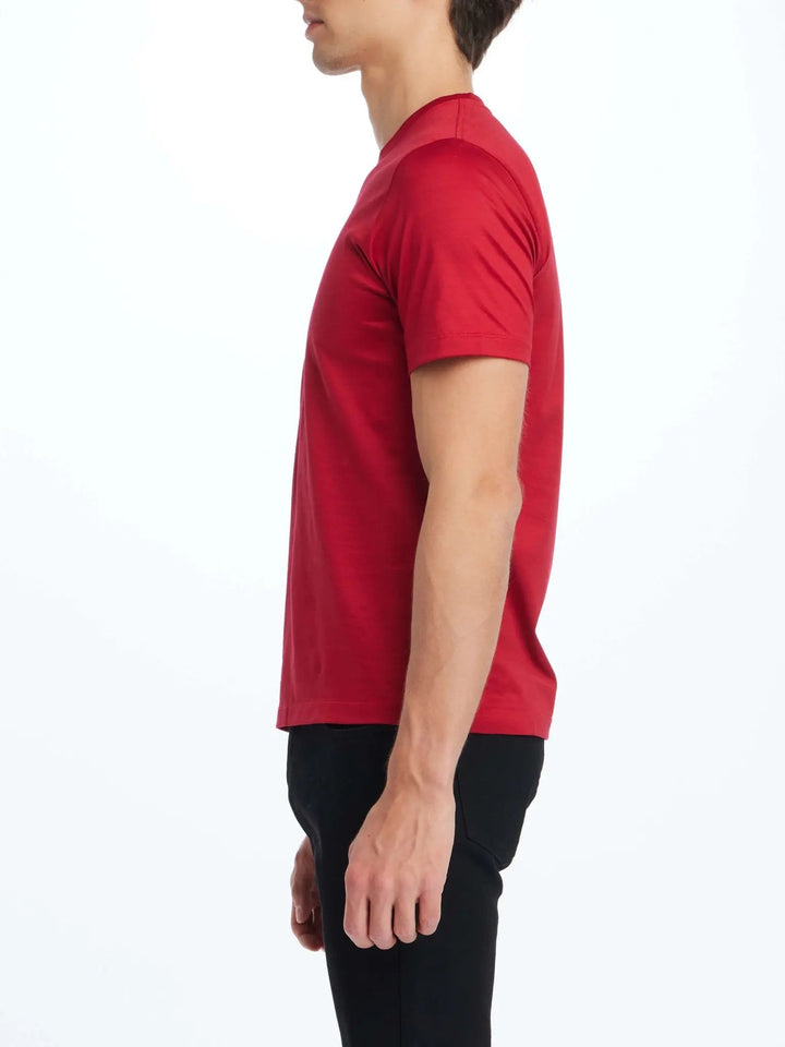 Men's Cotton Crew Neck T-Shirt In Tomato Red - Nigel Curtiss
