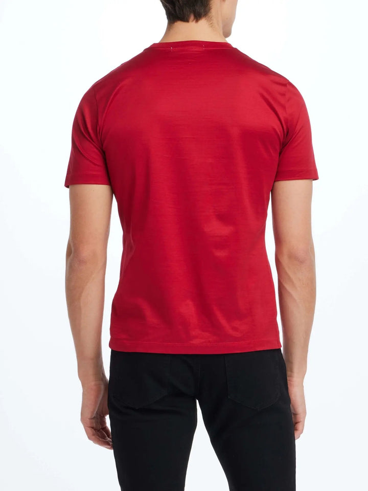 Men's Cotton Crew Neck T-Shirt In Tomato Red - Nigel Curtiss