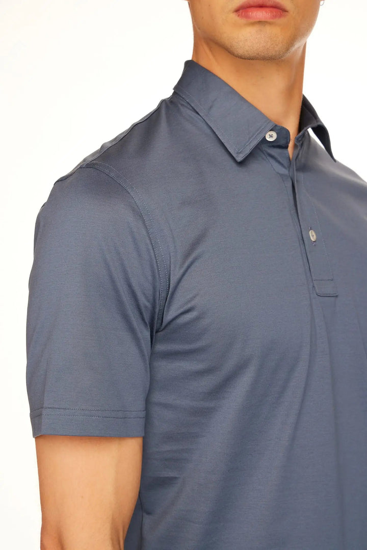 Men's Cotton Jersey Polo Shirt In Air Force Blue - Nigel Curtiss