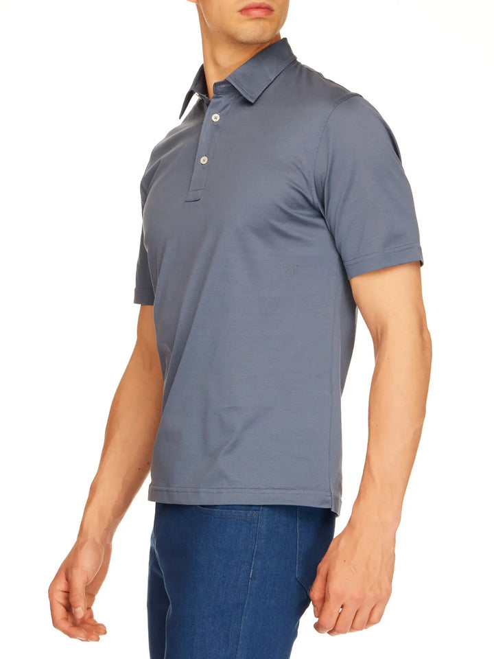 Men's Cotton Jersey Polo Shirt In Air Force Blue - Nigel Curtiss