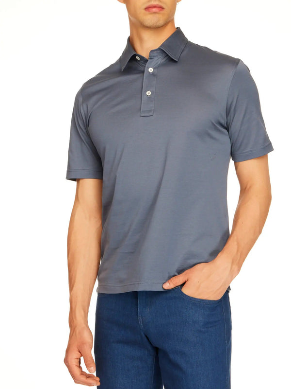 Men's Cotton Jersey Polo Shirt In Air Force Blue - Nigel Curtiss