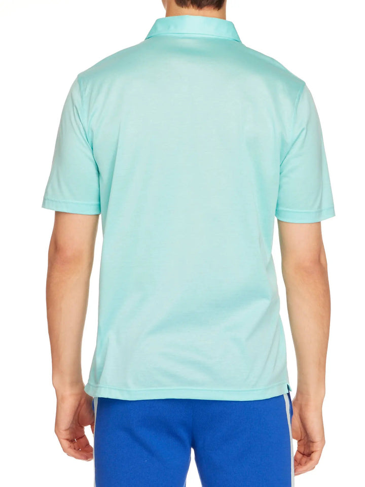 Men's Cotton Jersey Polo Shirt In Aqua - Nigel Curtiss