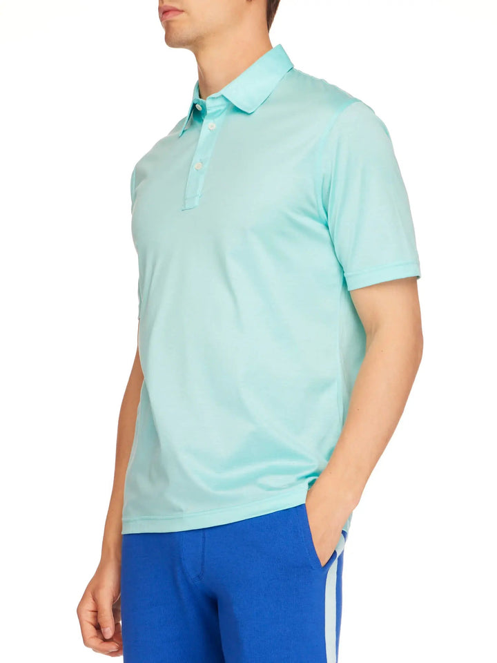 Men's Cotton Jersey Polo Shirt In Aqua - Nigel Curtiss
