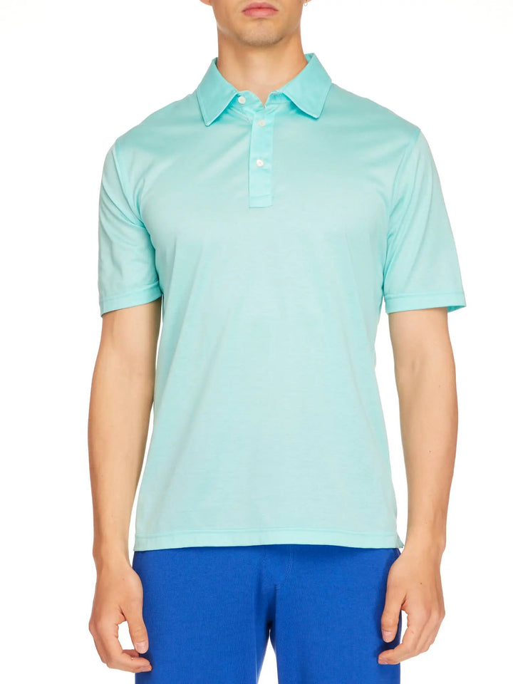 Men's Cotton Jersey Polo Shirt In Aqua - Nigel Curtiss