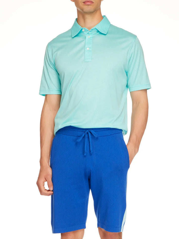 Men's Cotton Jersey Polo Shirt In Aqua - Nigel Curtiss