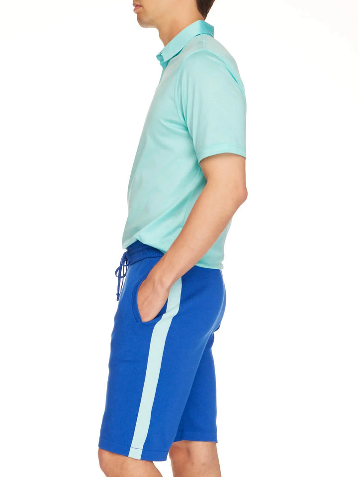 Men's Cotton Jersey Polo Shirt In Aqua - Nigel Curtiss