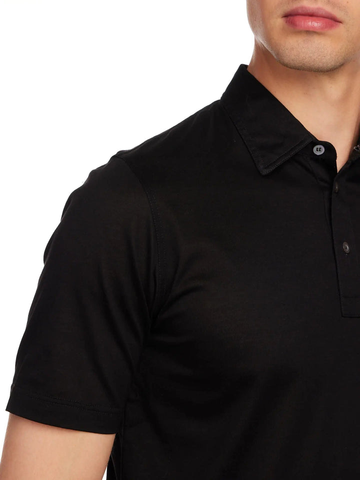 Men's Cotton Jersey Polo Shirt In Black - Nigel Curtiss
