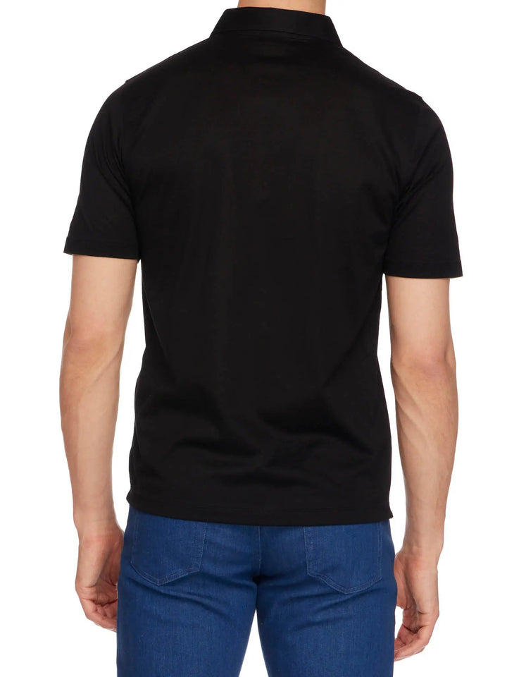 Men's Cotton Jersey Polo Shirt In Black - Nigel Curtiss