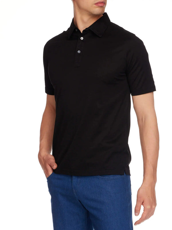 Men's Cotton Jersey Polo Shirt In Black - Nigel Curtiss