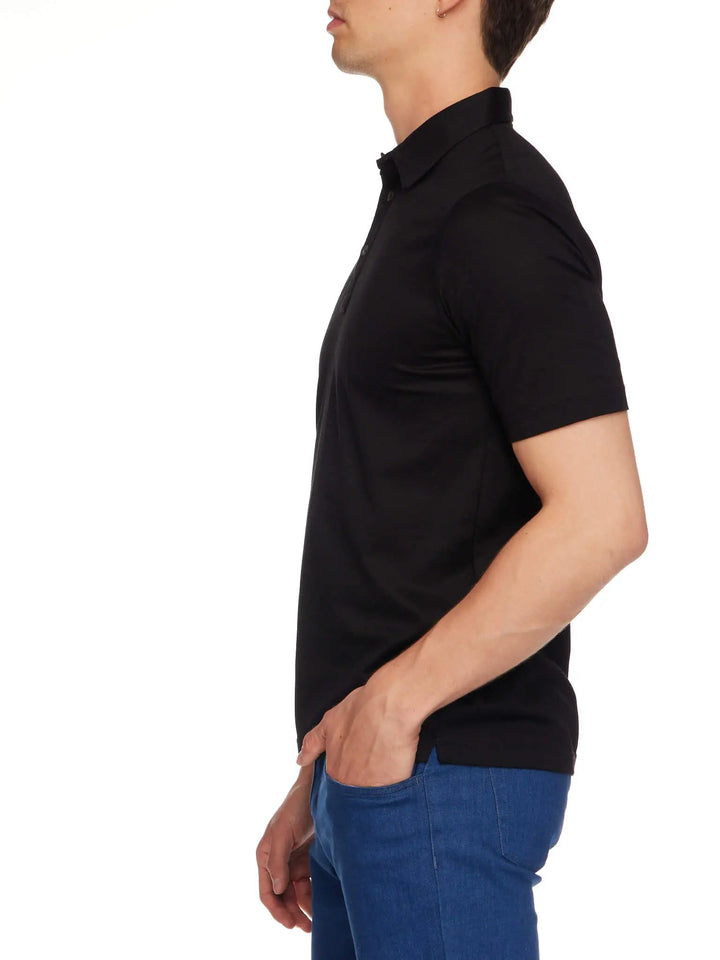 Men's Cotton Jersey Polo Shirt In Black - Nigel Curtiss