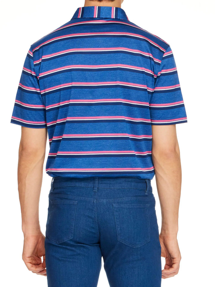 Men's Cotton Jersey Polo Shirt In Blue / Pink Stripe - Nigel Curtiss