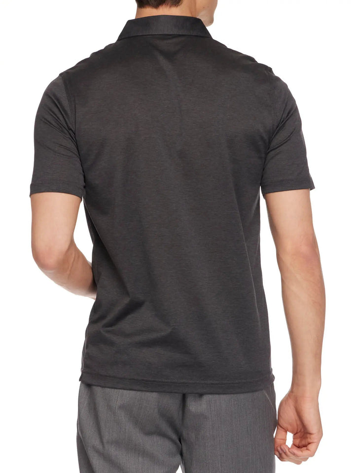 Men's Cotton Jersey Polo Shirt In Dark Grey - Nigel Curtiss