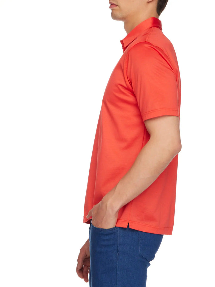 Men's Cotton Jersey Polo Shirt In Dark Orange - Nigel Curtiss