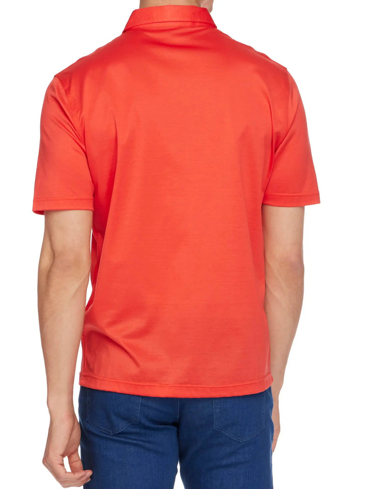 Men's Cotton Jersey Polo Shirt In Dark Orange - Nigel Curtiss