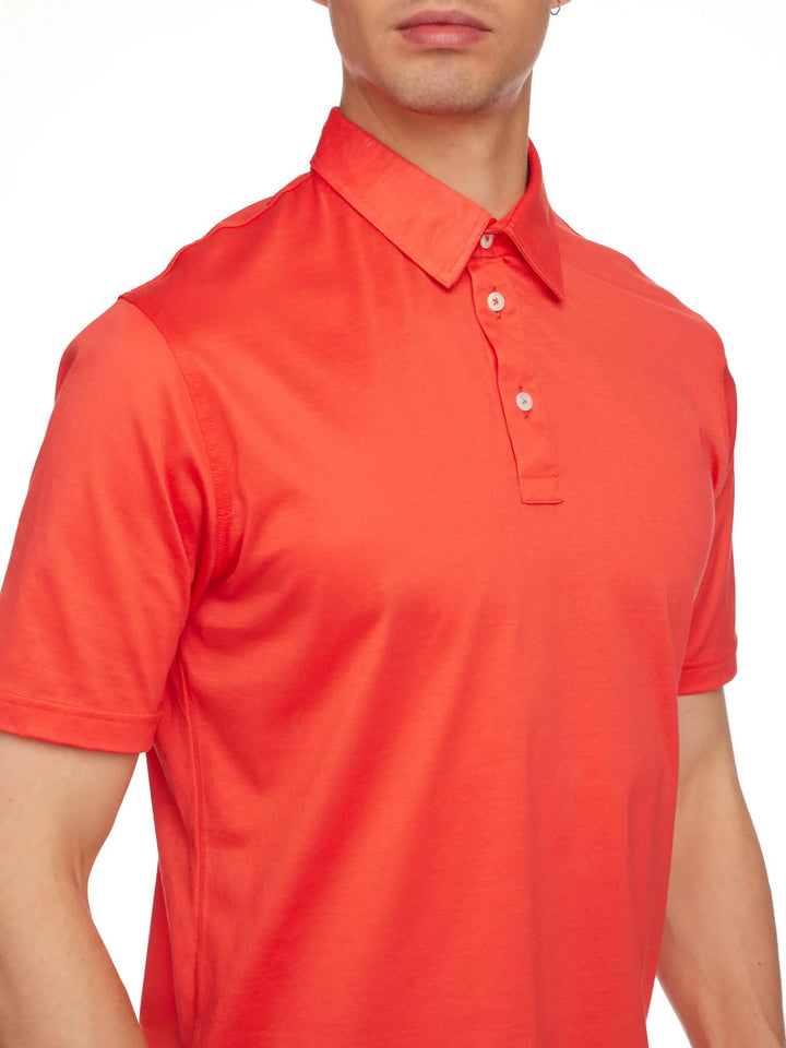 Men's Cotton Jersey Polo Shirt In Dark Orange - Nigel Curtiss