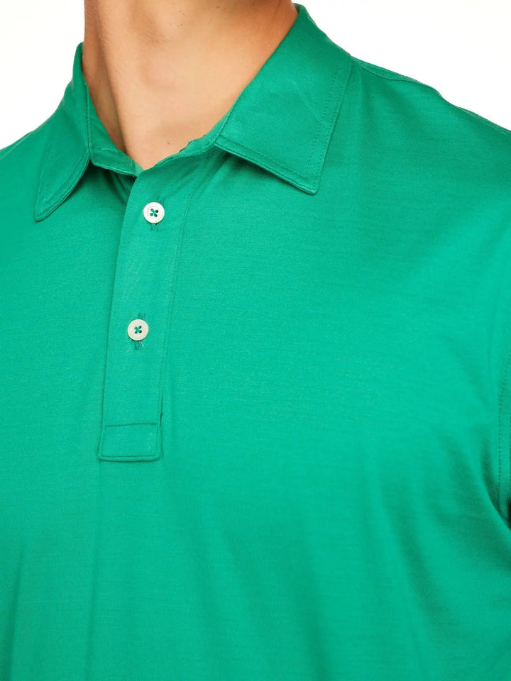 Men's Cotton Jersey Polo Shirt In Emerald - Nigel Curtiss