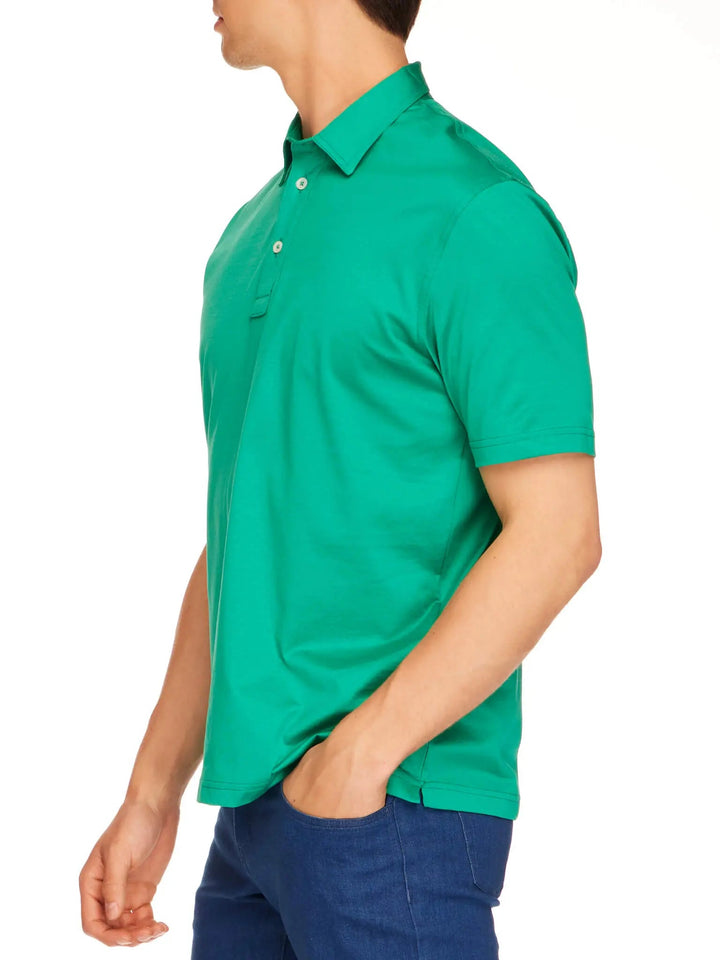 Men's Cotton Jersey Polo Shirt In Emerald - Nigel Curtiss