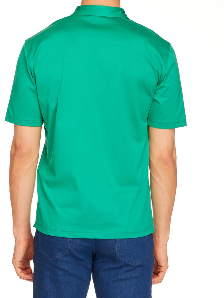 Men's Cotton Jersey Polo Shirt In Emerald - Nigel Curtiss