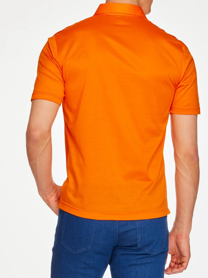 Men's Cotton Jersey Polo Shirt In Light Orange - Nigel Curtiss