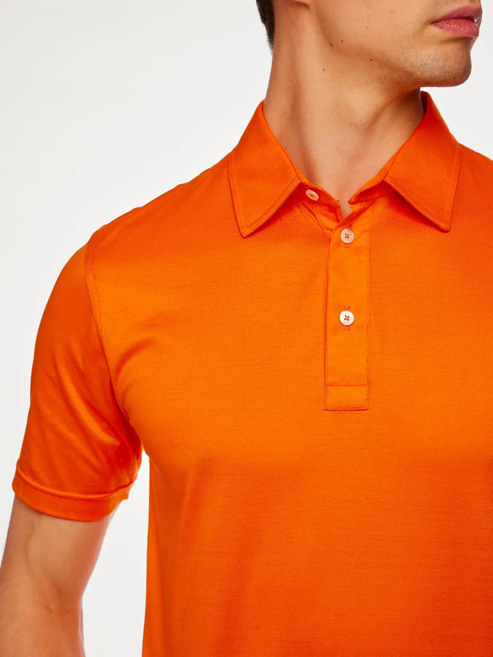 Men's Cotton Jersey Polo Shirt In Light Orange - Nigel Curtiss