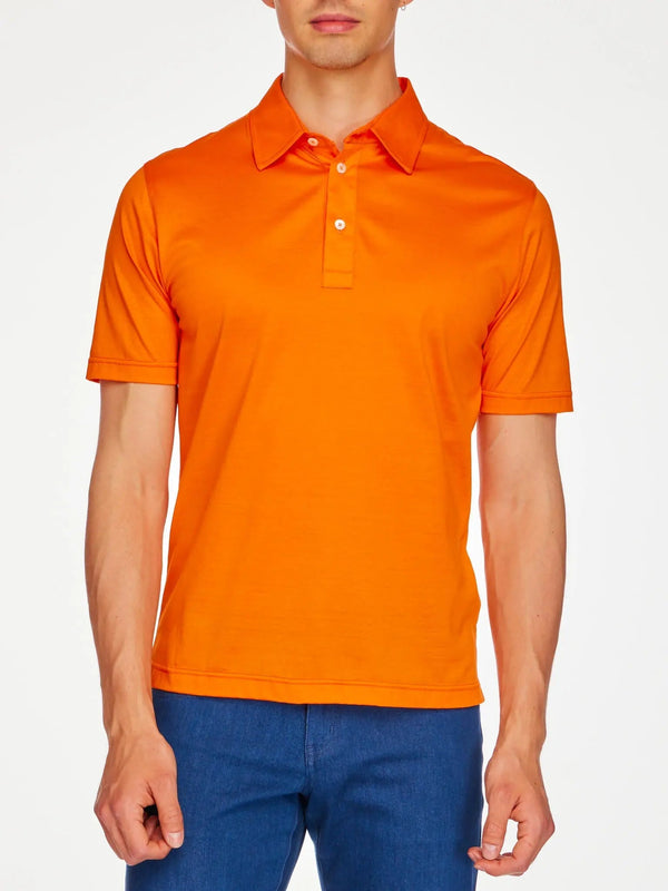 Men's Cotton Jersey Polo Shirt In Light Orange - Nigel Curtiss