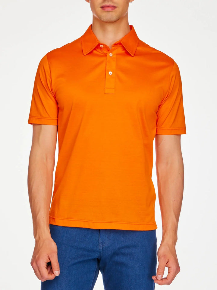 Men's Cotton Jersey Polo Shirt In Light Orange - Nigel Curtiss