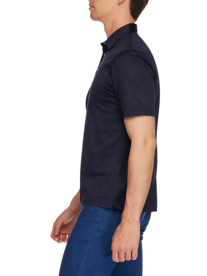 Men's Cotton Jersey Polo Shirt In Navy - Nigel Curtiss