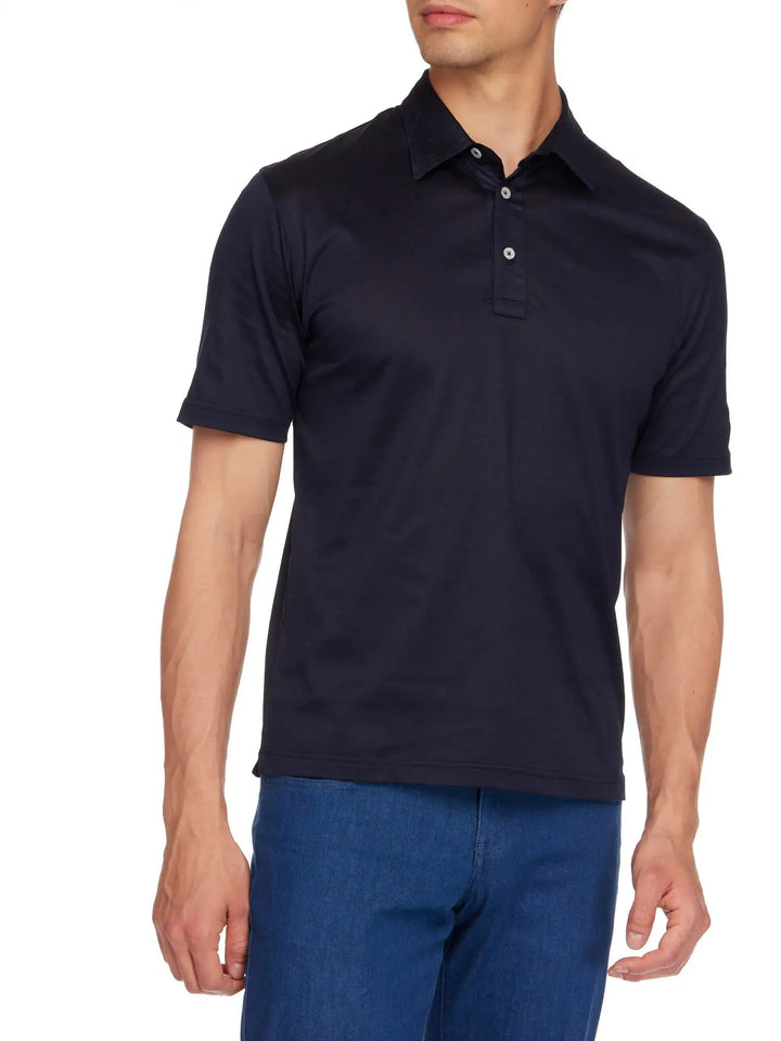 Men's Cotton Jersey Polo Shirt In Navy - Nigel Curtiss