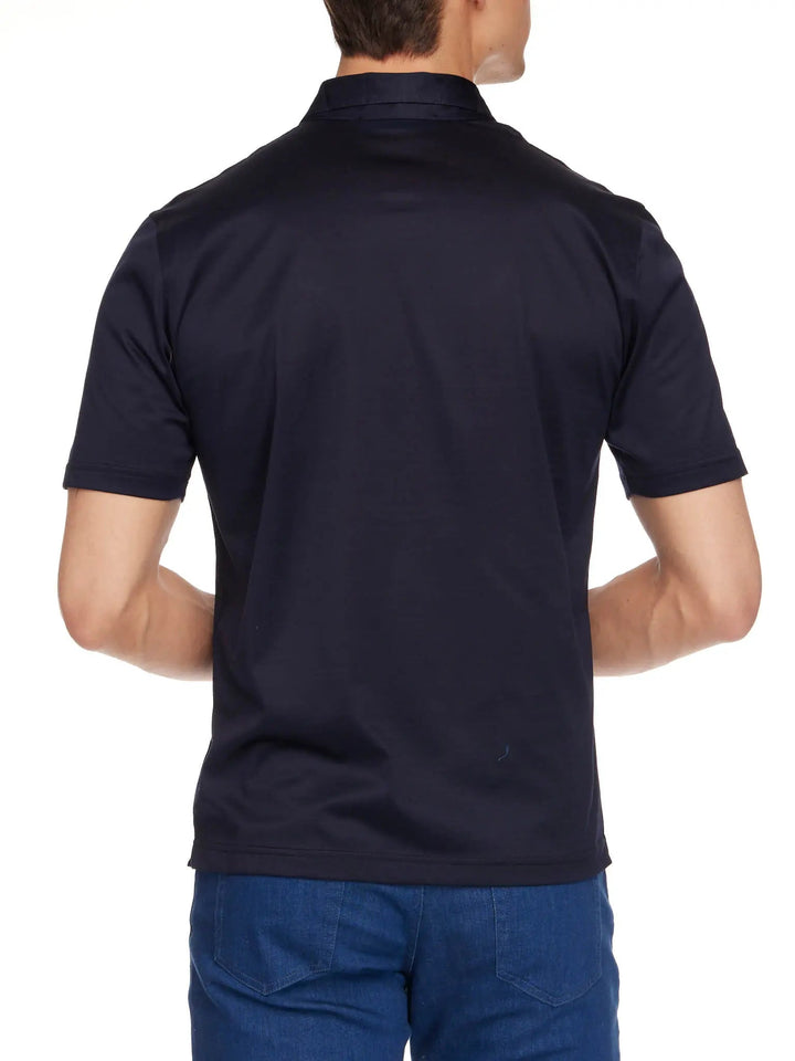 Men's Cotton Jersey Polo Shirt In Navy - Nigel Curtiss