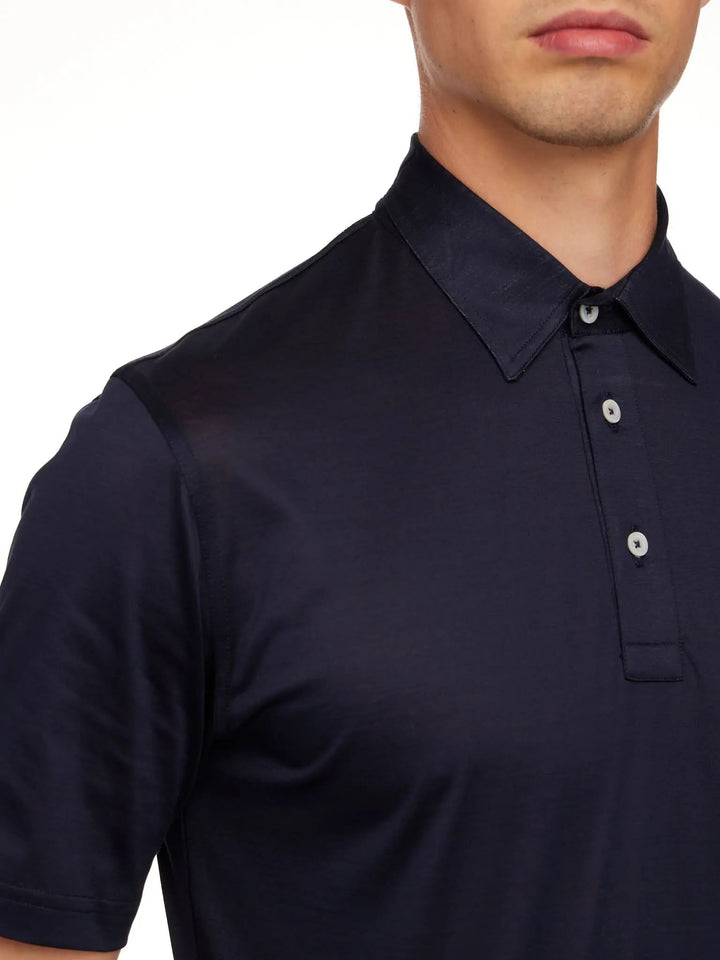 Men's Cotton Jersey Polo Shirt In Navy - Nigel Curtiss