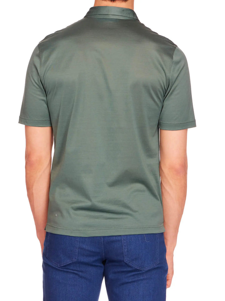 Men's Cotton Jersey Polo Shirt In Olive - Nigel Curtiss