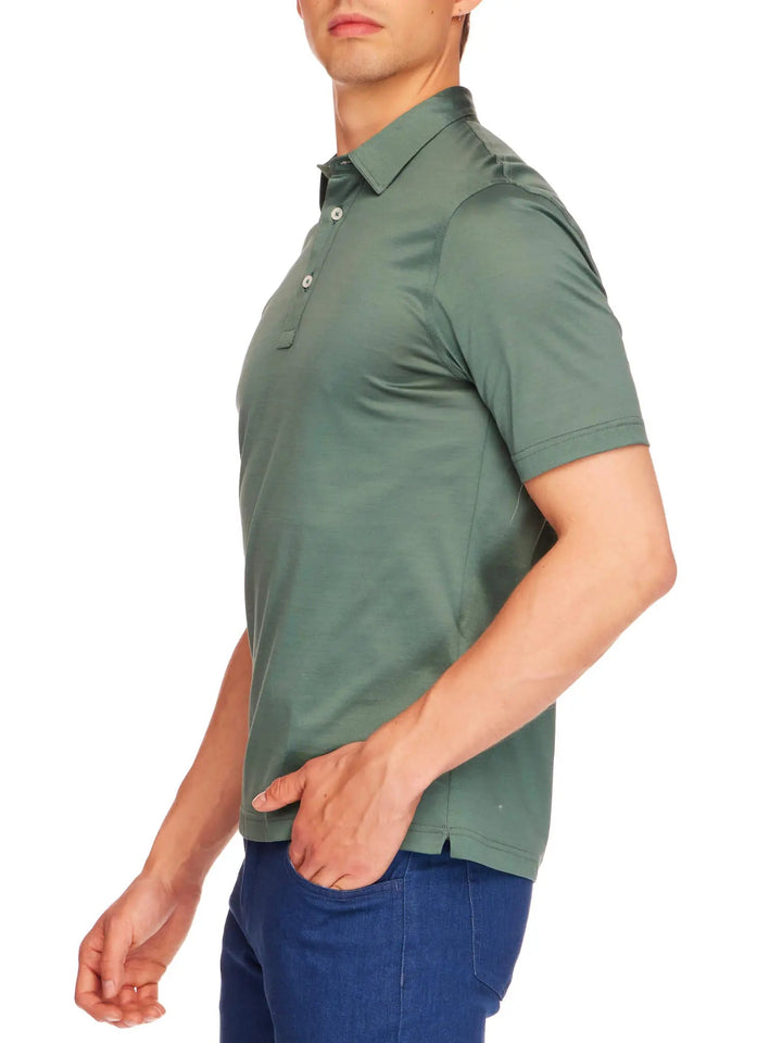 Men's Cotton Jersey Polo Shirt In Olive - Nigel Curtiss