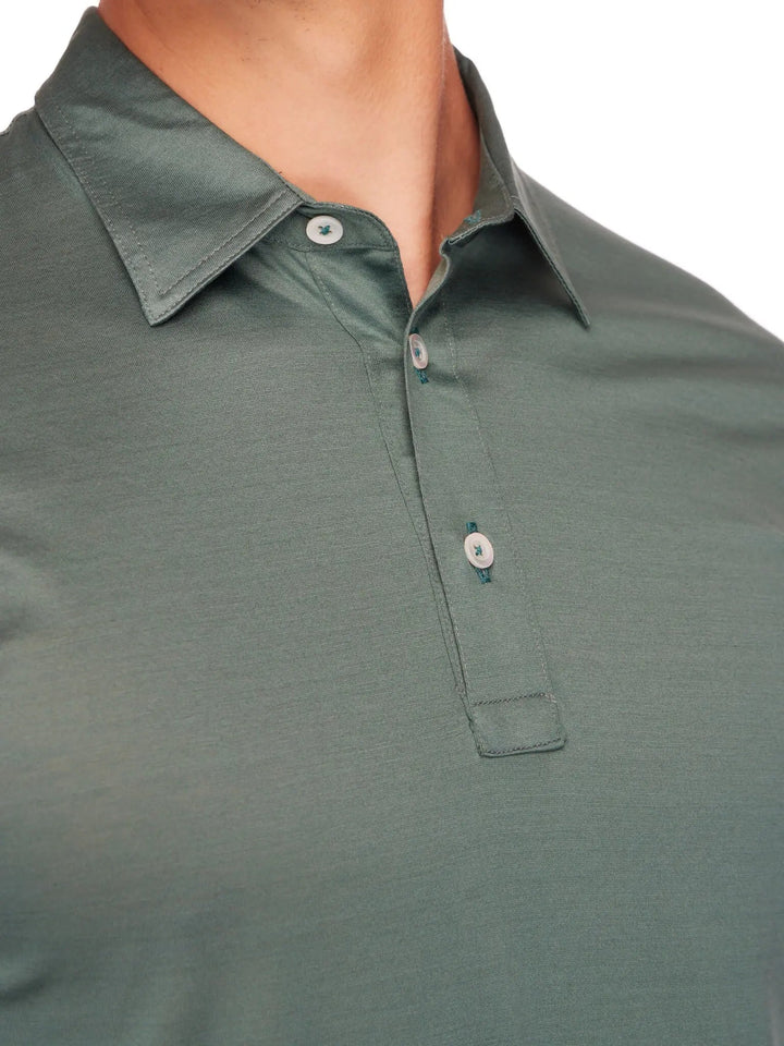 Men's Cotton Jersey Polo Shirt In Olive - Nigel Curtiss